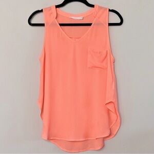 Lush Neon Coral Hot Pink Sleeveless Blouse Tank Top | Small